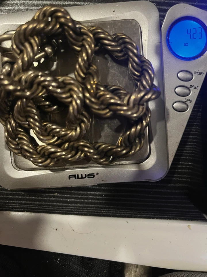 "Collar cadena cuerda 120 gramos pesado plata esterlina 925 vintage mujer hombre 20""" Foto 4 de 4