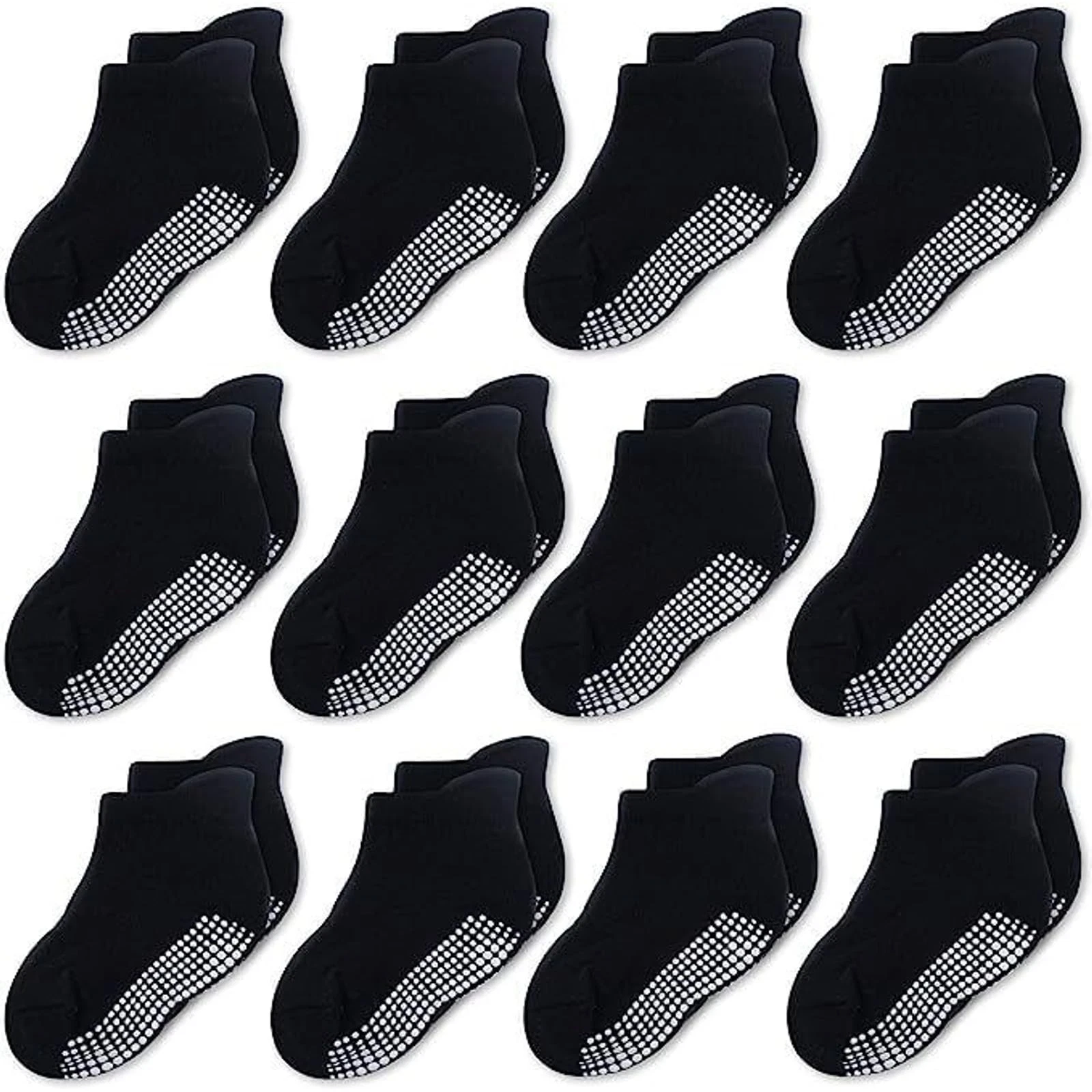 CozyWay Baby & Toddler Socks with Grippers Non Slip Ankle Grip 1-3T, Black