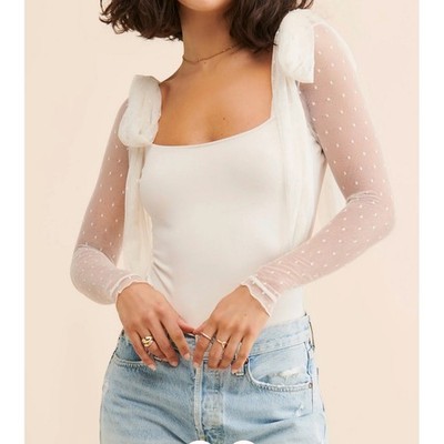 NWT Intimately Free People Tongue Tied Body Suit Sz XL Ivory Neutral Boho Chic