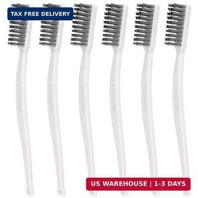 6 Pack Steel Brush Wire Brush Set Small Wire Brushes for Cleaning Metal 6.77in T