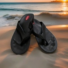 Okabashi Maui Women's Flip Flops Sandals Black Size L Comfort Made in USA