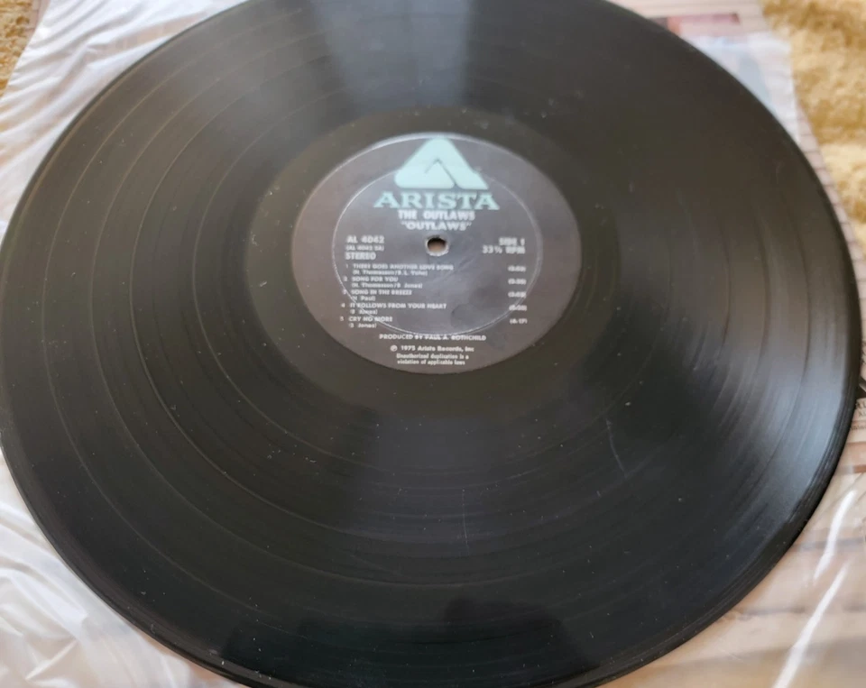 The Outlaws self-titled LP Vinyl Record 1975 Arista Southern Rock EX Foto 4 de 4