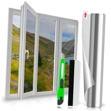 Window Film One Way Mirror Films Daytime Privacy Static 23.6 x 78.7 Inch Silver