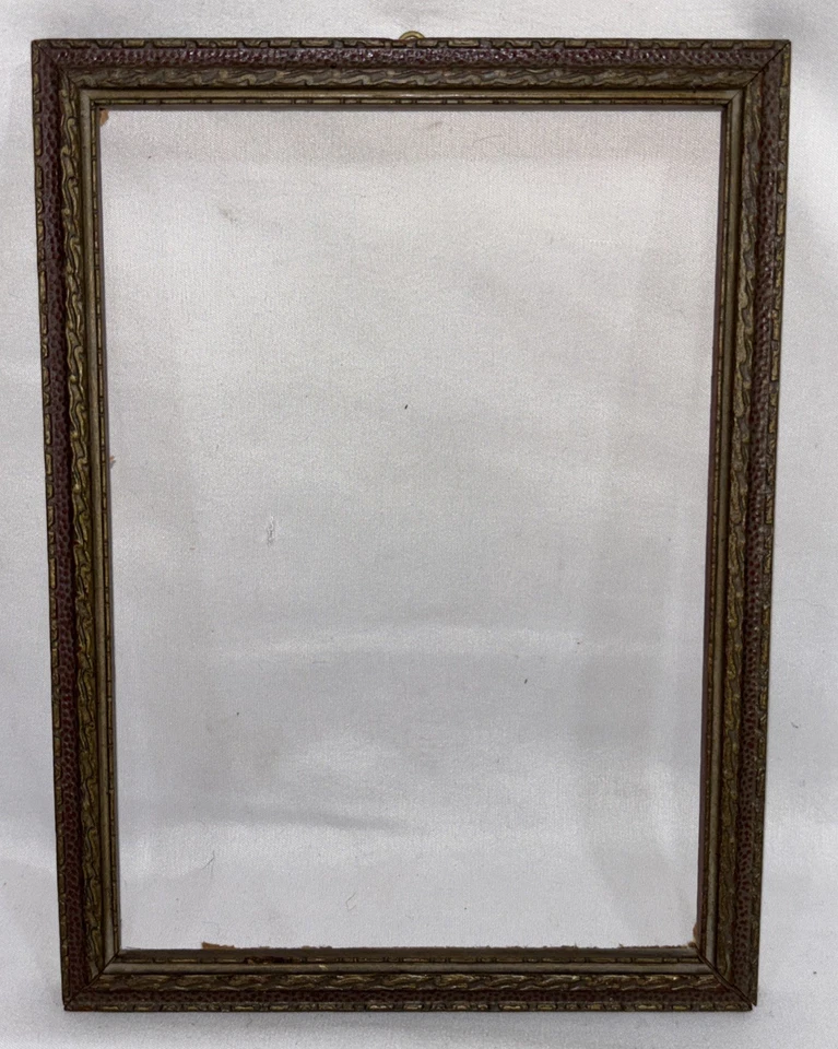 Винтажная позолоченная и расписная резная деревянная рама в стиле ар-деко подходит для миниатюрных миниатюр 7x5 - Изображение 3 из 4