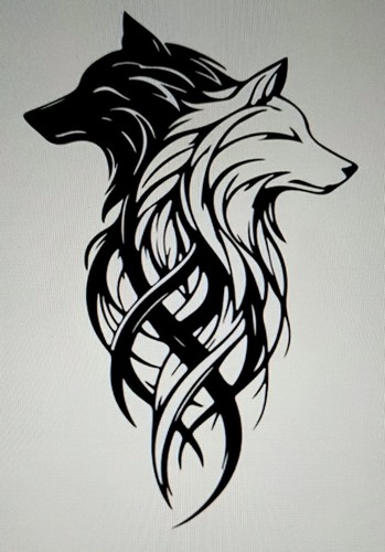 DUAL WOLF HEADS METAL WALL ART HANGING black 30x20cm Gift Item SWEET - Picture 1 of 2