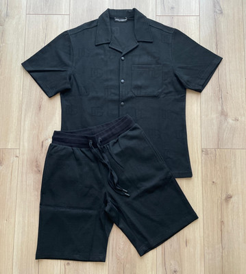 Medium Dolce&Gabbana Men`s Black DG Monogram Shirt & Shorts Set