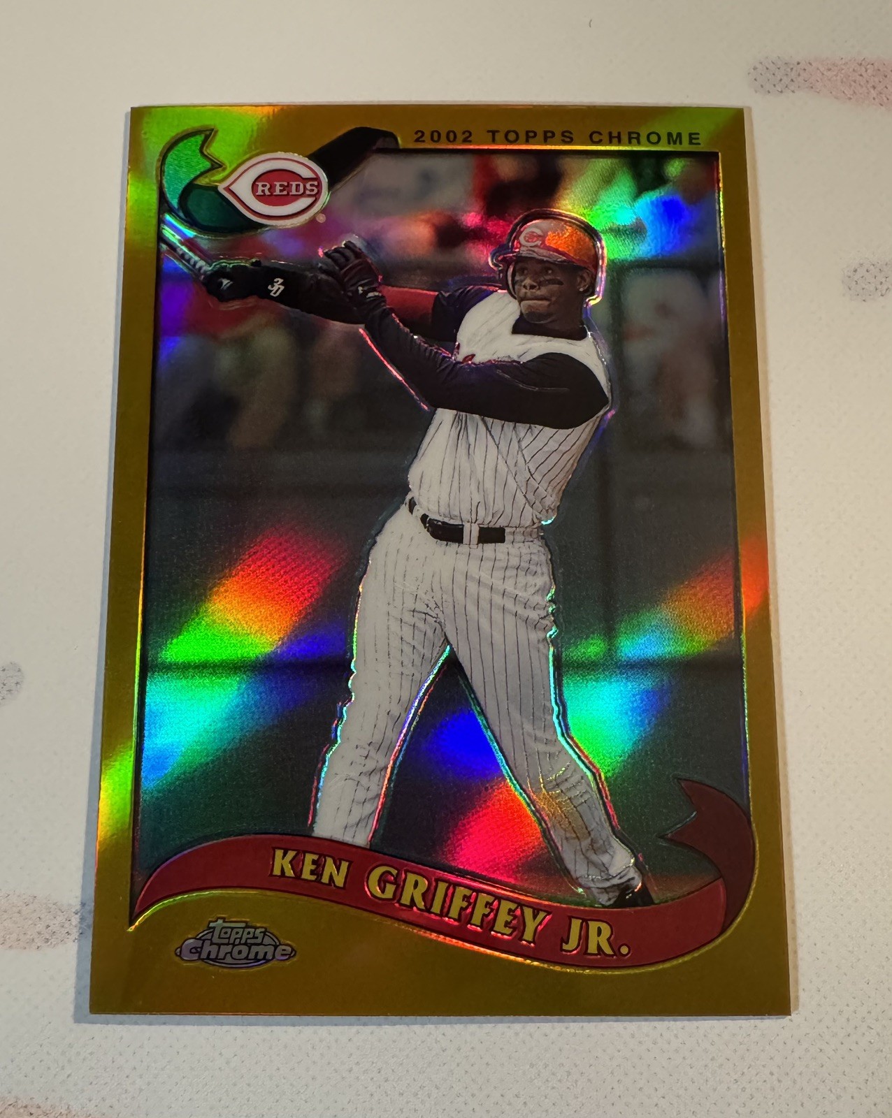 2002 Topps Chrome REFRACTOR #550 Ken Griffey Jr. GOLD REDS MARINERS MVP HOF
