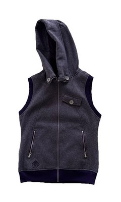 BURTON Dryride VEST Womens L Snowboard Ski Insulated Hooded Gray Full Zip Hoodie
