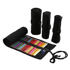 24/36/72 Slots Pencil Wrap Pencil Rolls, Artist Colored Pencils 24slots Black