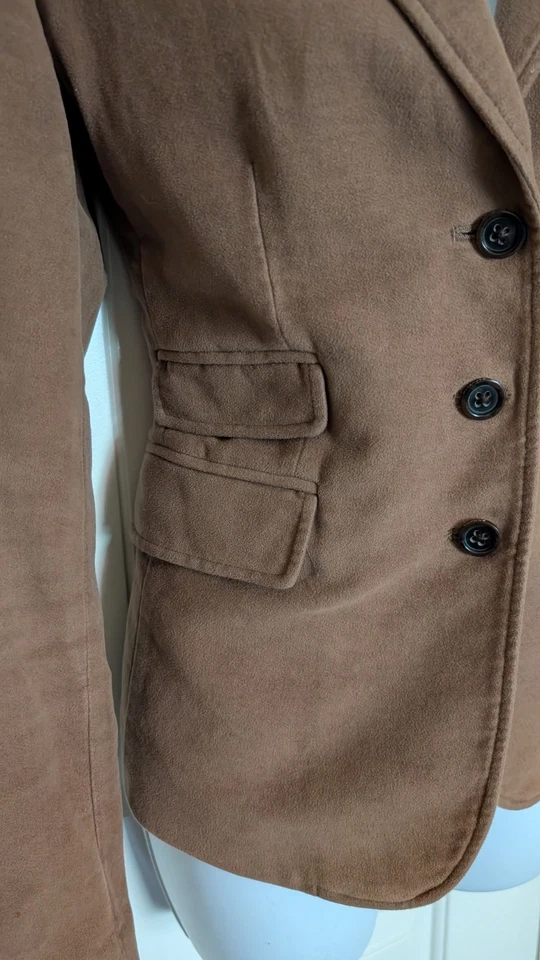 Banana Republic 棕褐色麂皮绒西装外套 4 码带肘贴 — 第 4/4 张图片