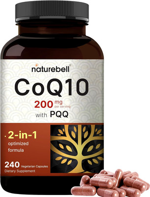 NatureBell CoQ10 200mg with PQQ, 240 Veggie Capsules | Stable High Absorption Fo