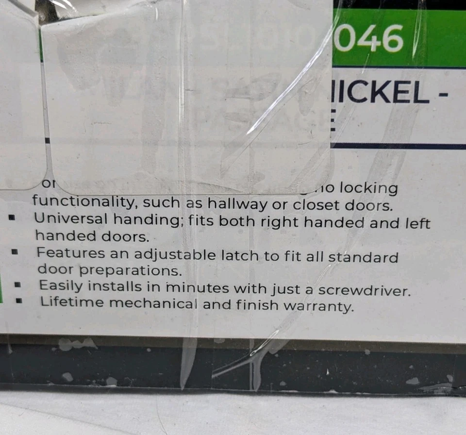 Weiser Halifax Milan Passage Door Handle Satin Nickel Non-Locking SPSL101-046 - Image 2 of 4