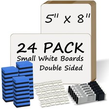 Mini DoubleSided Dry Erase Lapboards 5x8" with Markers Erasers 24Pack Set