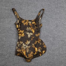 Classics by Jantzen Swimsuit Womens Size 10 Brown Floral One Piece Ruched