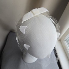 Vintage White Birdcage Veil Hat Fascinator Headpiece with Butterflies  Box