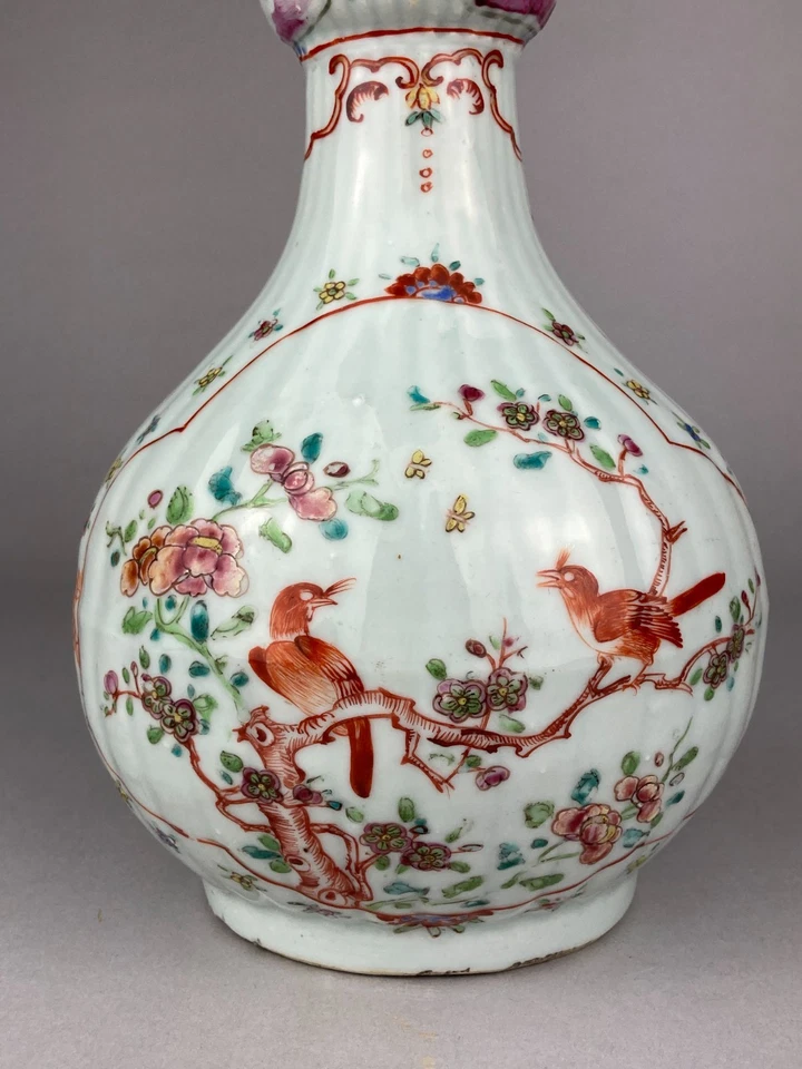 STUNNING ANTIQUE CHINESE PORCELAIN FAMILLE ROSE GUGLET VASE QING QIANLONG INT - Image 3 of 4