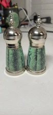 green marble with Stainless Steel Salt & Pepper Shaker set 4.5” tall