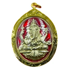 Thai Ganesh Amulet Wat Phu Khao Thong Phatthalung LP Khloy 2556 Gold micron Case