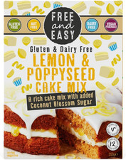 Free and Easy Lemon & Poppyseed Cake Mix, 350G - Zesty Citrus Flavour, Organic,