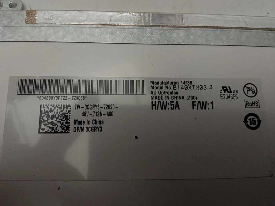 AU Optronics B140XTN03.3 14" laptop Replacement LCD Display Panel - Image 3 of 3