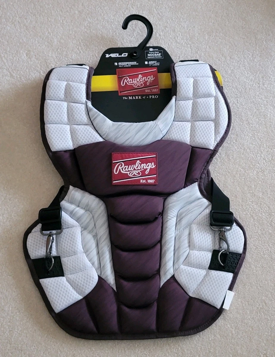 Protège-poitrine Rawlings Catcher Adulte - Noir/argent - Longueur 17" - Léger Réglable