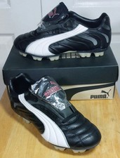 Puma Velise GC TI Football Boots UK 10.5 Black White Vintage NOS Leather Boxed