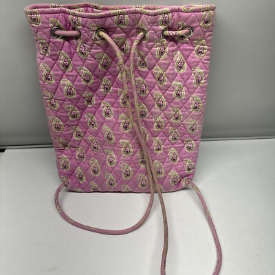Vera Bradley Pink Pansy Floral Drawstring Backpack Duffel  display picture 1