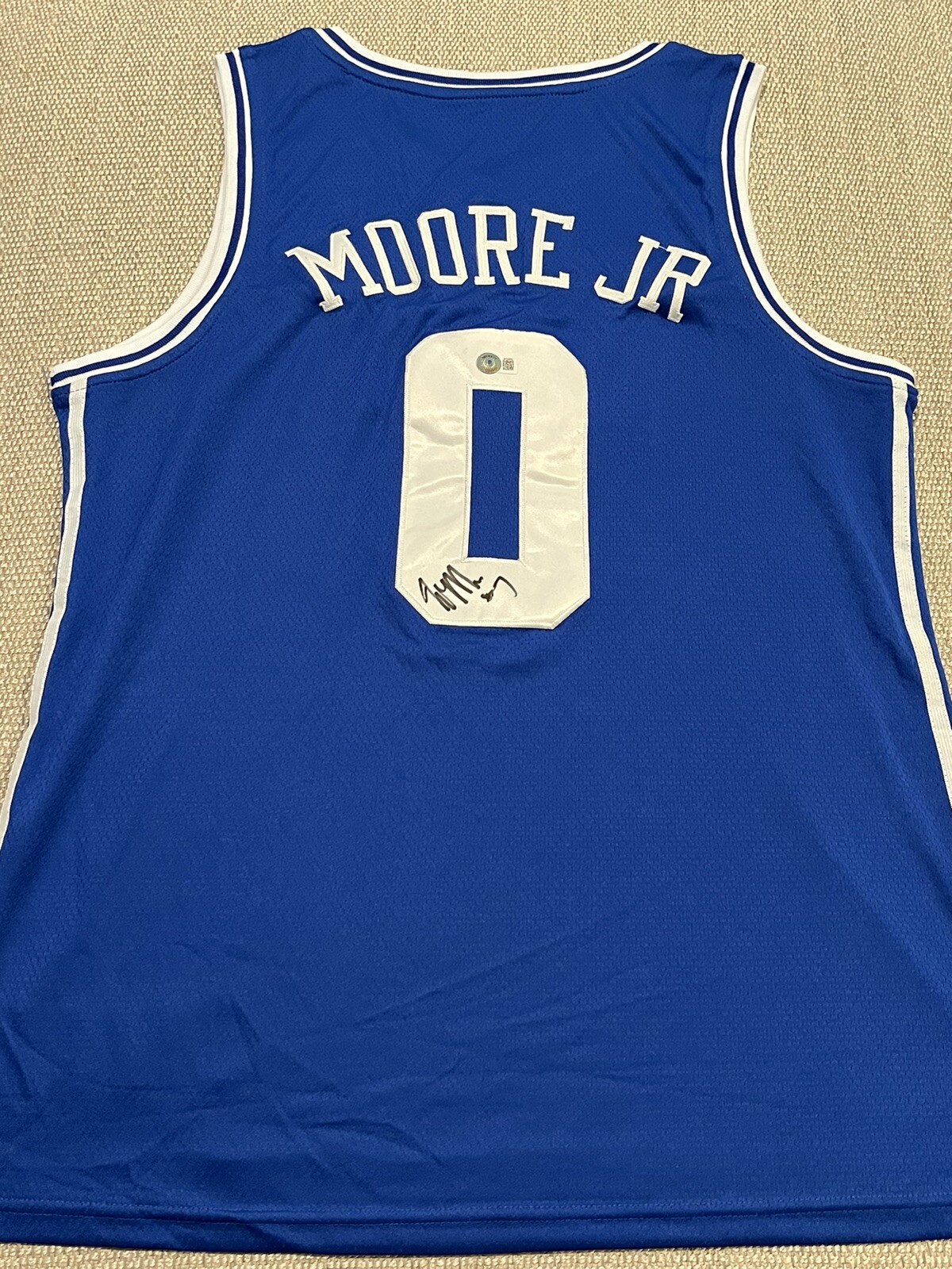 BECKETT COA WENDELL MOORE JR Autographed Signed Duke Blue Devils Basketball Jersey #0 