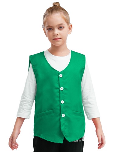 Unisex Kid Volunteer Activity Vest Button Up Waistcoat Uniform Sleeveless Jacket - Picture 91 of 119