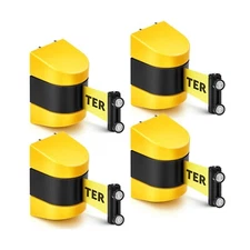 Barydat 4 Pcs 16.4 ft Magnetic Retractable Wall Mount Barrier Crowd Control S...