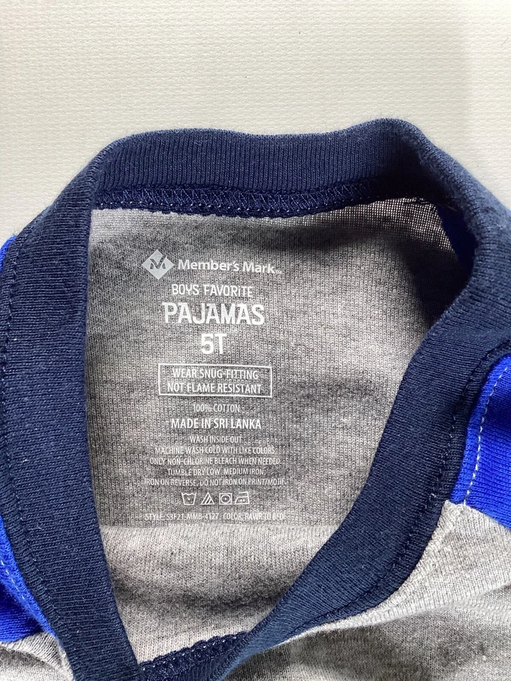 男式会员 Mark 男孩恐龙摇摆梦想图形灰色睡衣衬衫 5T 二手状况完好 — 第 3/4 张图片