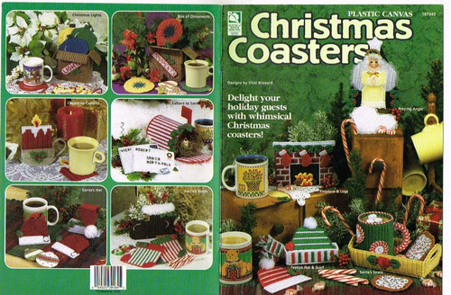 Christmas Coasters Plastic Canvas Pattern Book Candle Stocking Hat Fireplace