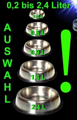 HAPPET 🐶🐱 EDELSTAHLNAPF 0,2 BIS 2,4 L Futternapf Wassernapf Fressnapf Hund Katze .