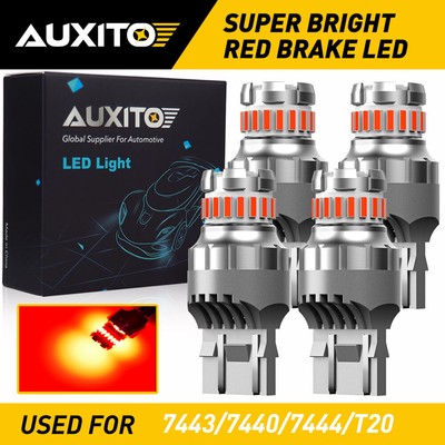 4x 7443 7440 7444 LED Flash Strobe Blinking Brake Stop light Bulb RED For Honda