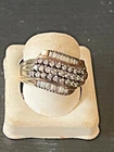 Vintage Gold over Sterling 925 Cubic Zirconia CZ Bling Ring Signed AU Size 8
