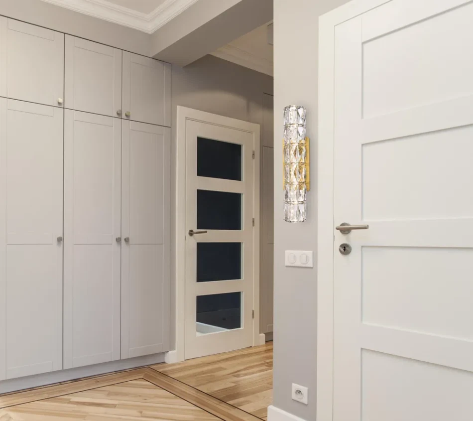 Aplique de pared de cristal moderno dorado tocador de baño pasillo o dormitorio 18" Foto 4 de 4