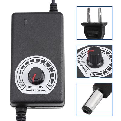 AC To DC Adapter 3 12V Adjustable Power Supply Motor Speed Controller 110-240V