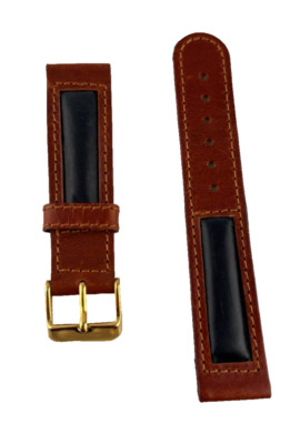 Watch Strap GENERICO Brown and Green Leather Man 20mm With Stitching Buckle