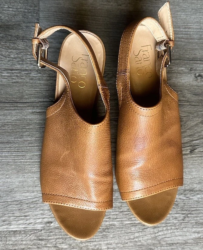 Botín Franco Sarto Cuero Marrón Fayette Con Punta abierta Talla 8 Foto 2 de 4