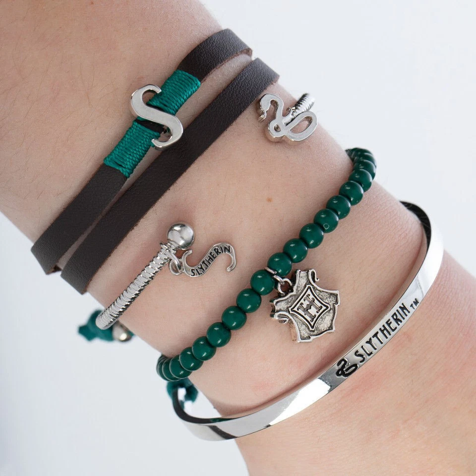 Harry Potter Slytherin Bracelets and House Crest Keychain Set - Wizarding World - Image 2 of 4