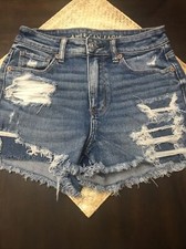american eagle jean mom shorts size 2 Light Blue Distressed