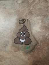 Hand Painted Natural Stone Rock - Happy Stuff - Poop Emoji - Elmira, NY 2020