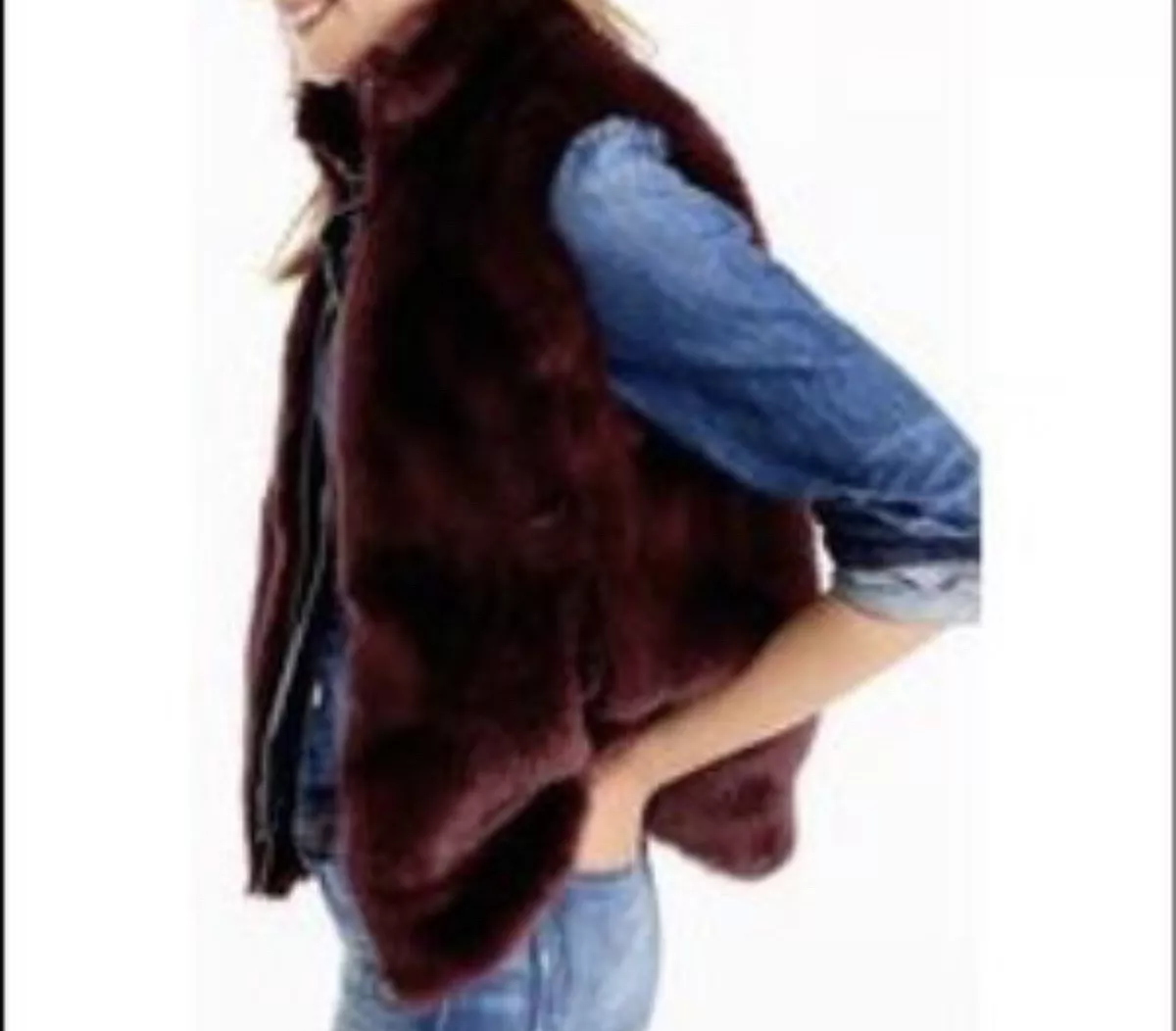 Burgundy fur shop vest women's