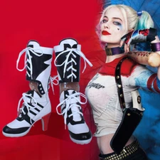 Womens Cosplay Halloween White PU Pleather Shoes High Heel Boots