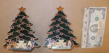 Pair of Christmas Tree "Glow Candle" Glass Tree Shaped Candle Holders