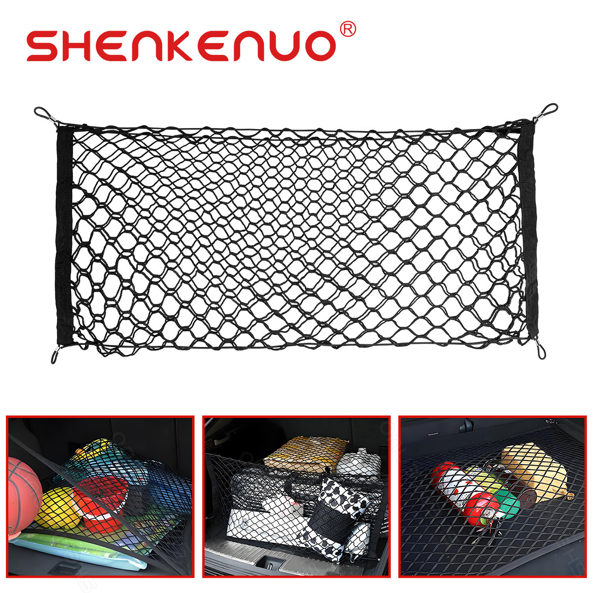 125CM X 40CM Car Trunk Cargo Net Holder Organizer Truck SUV Universal 4 Hook Net