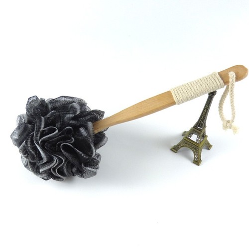 Holz langer Griff Luffa Badeschwamm weicher Rückenschrubber Peeling Badebürste - Bild 10 von 17