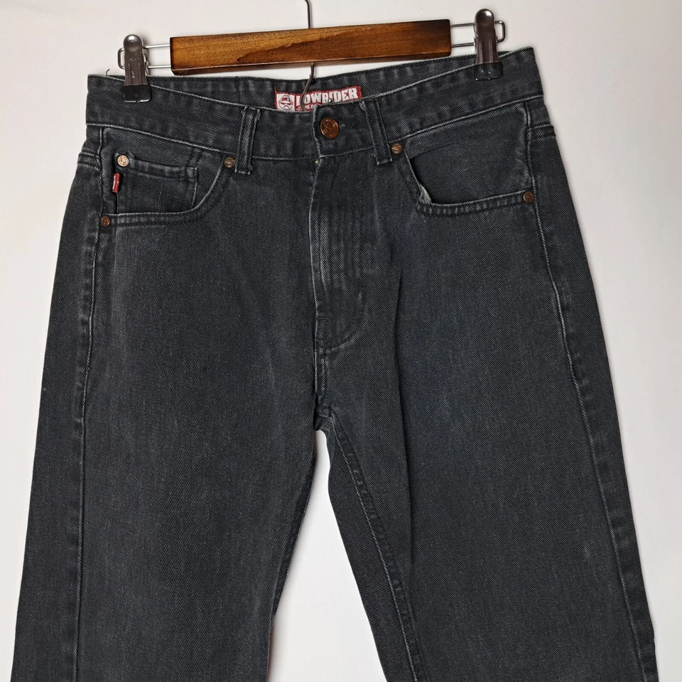 Винтажные мужские джинсы Lowrider 28x29 The Boulevard Classic черная джинсовая ткань с заниженной талией Y2K - Изображение 2 из 4