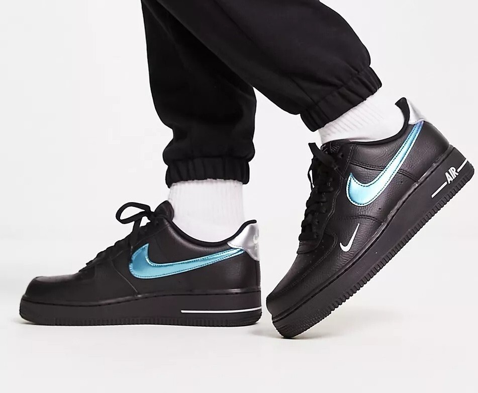 Nike Air Force 1 '07 Low Black Blue Lightning FD0654-001 Nike Air Force 1 '07 Low Black Blue Lightning FD0654-001