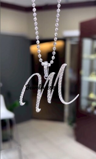 Father's Day Gift Any Single Initial Letter Real Moissanite Pendant 925 Silver